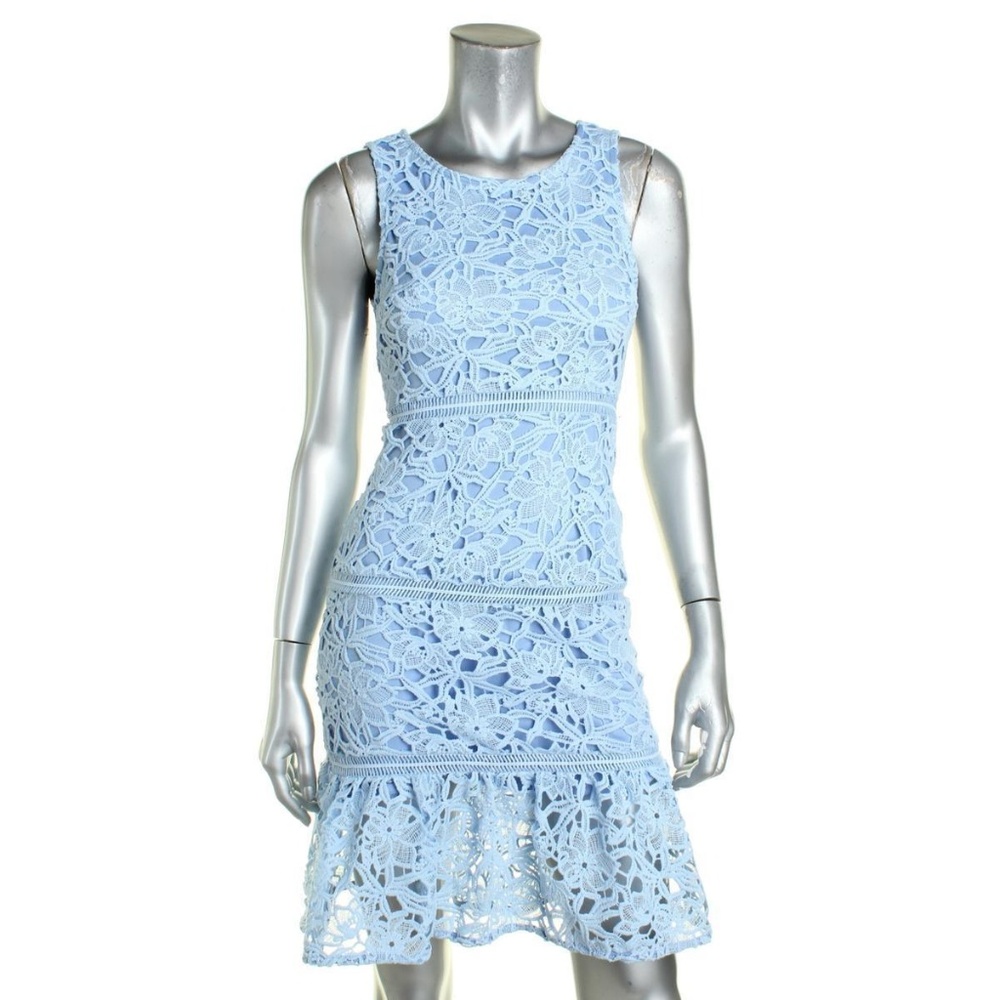 Aqua Womens Crochet Flounce Floral Cocktail D